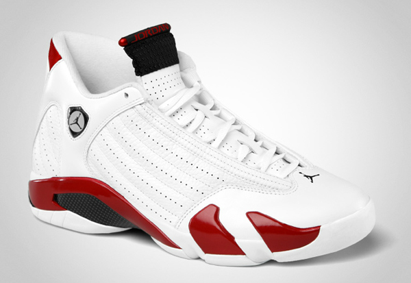 white and red jordan 14s