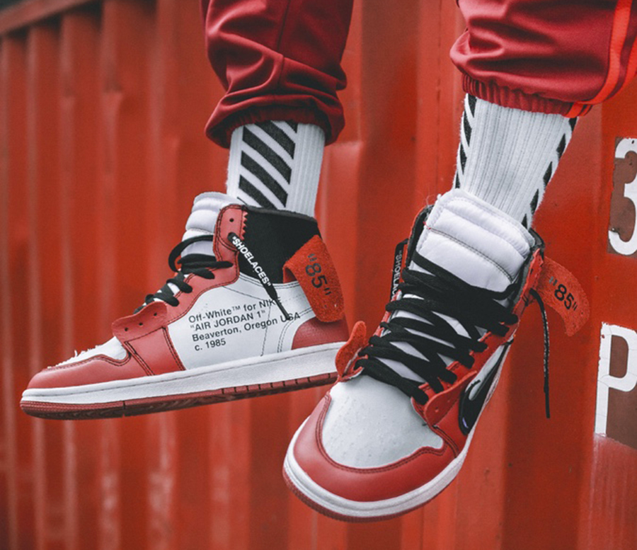 off white red and white jordans