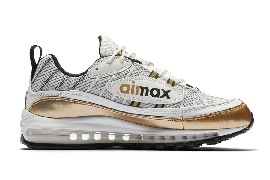 nike air max 98 gold and white