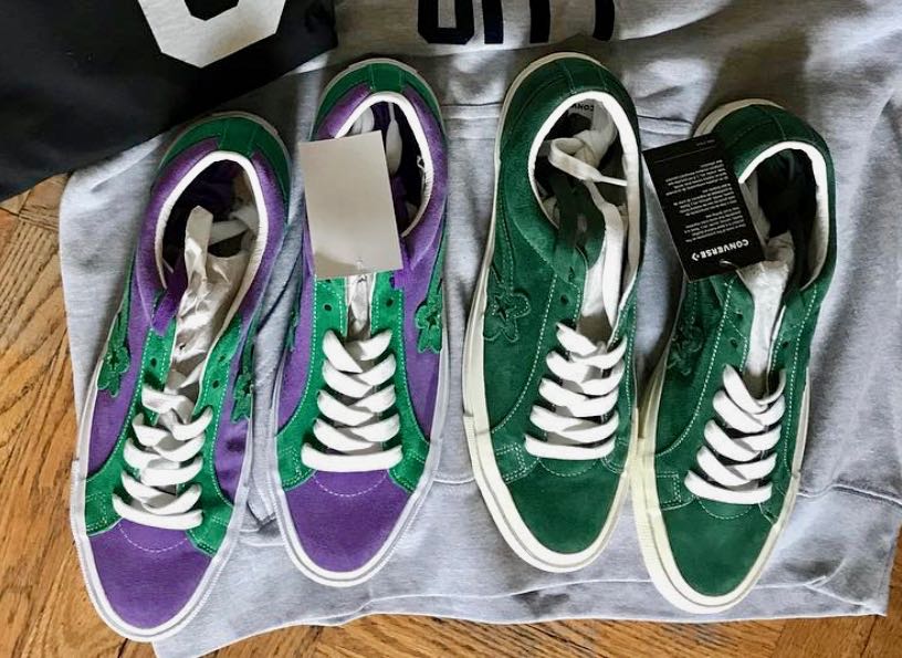 purple and green converse