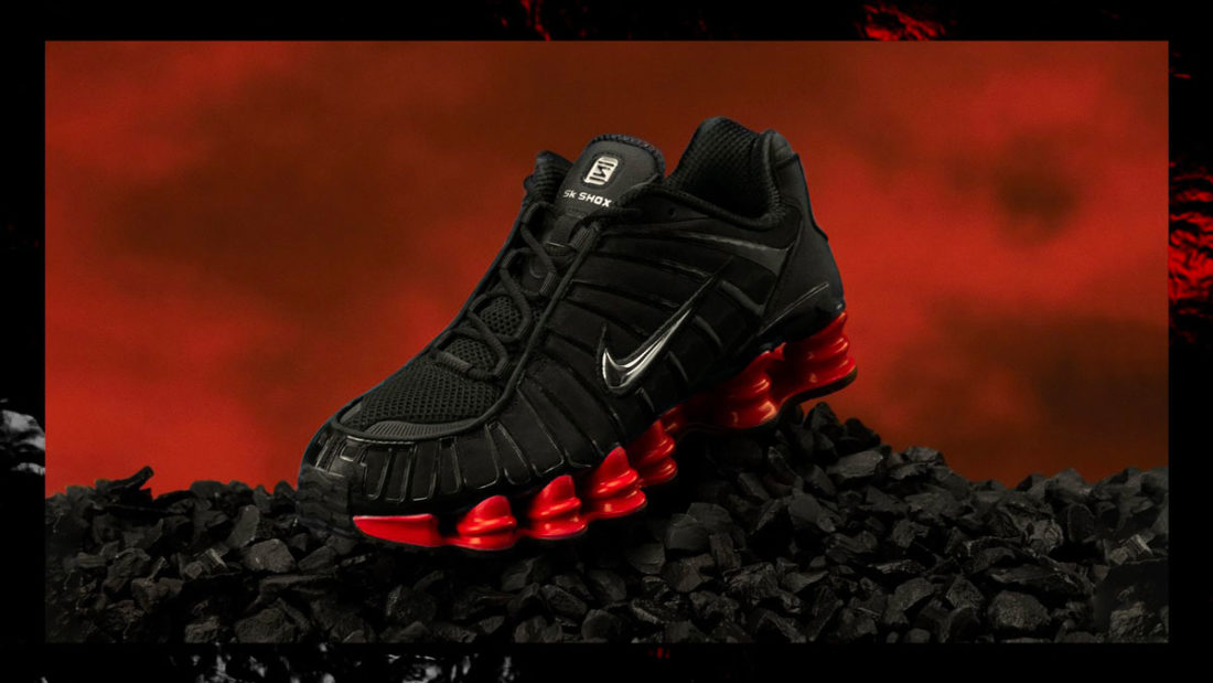 nike shox red and black