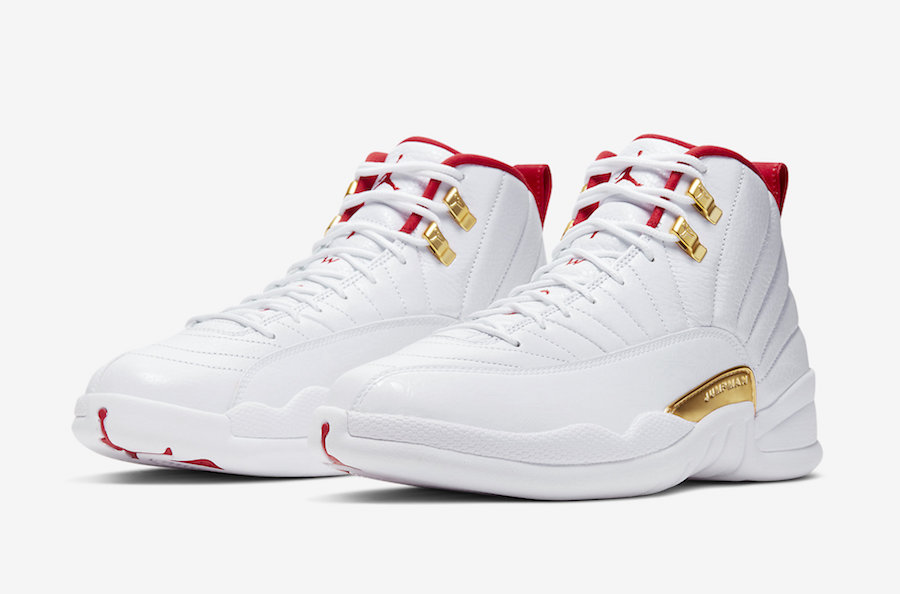jordans 12 red white and gold