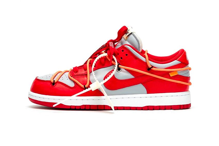 nike off white dunk low university red