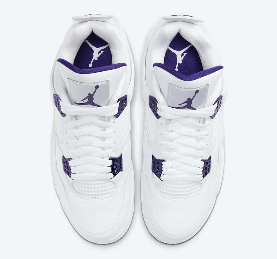 purple and white jordans 4