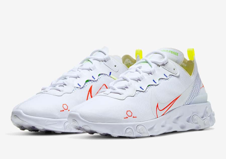 Nike React Element 55 White Neon Schematic - Le Site de la Sneaker