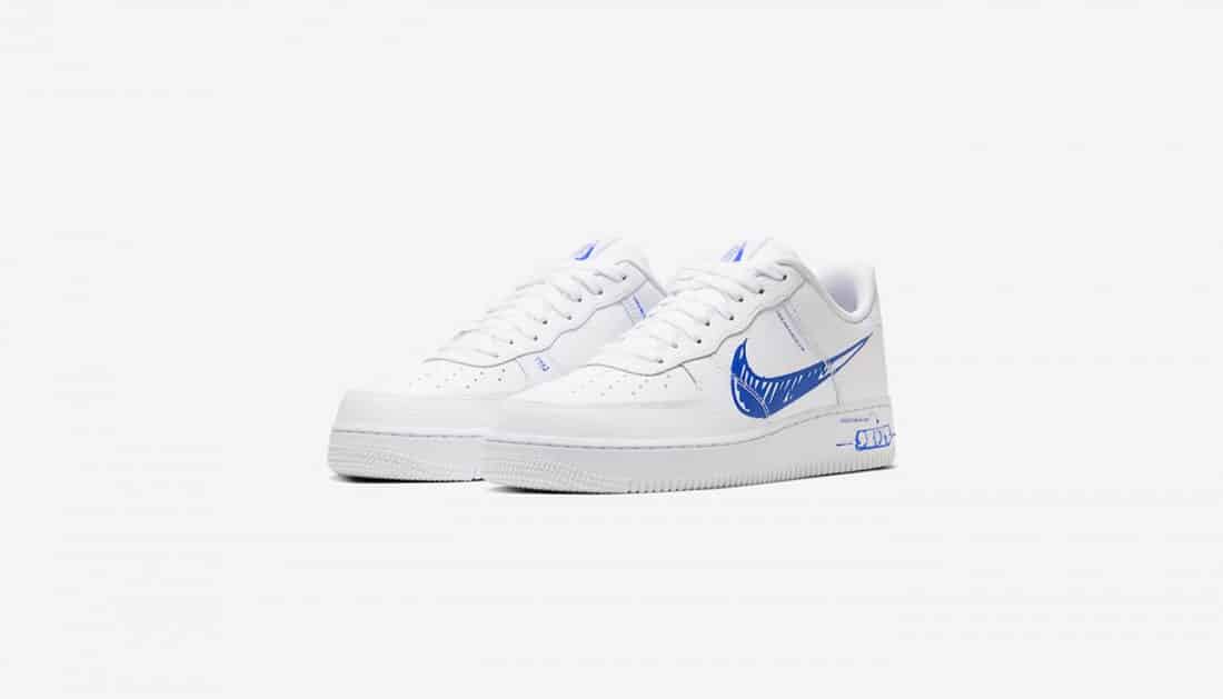 Nike Air Force 1 Low Sketch White Blue - Le Site de la Sneaker