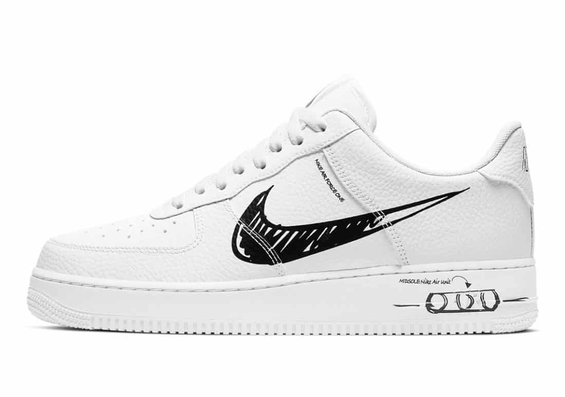 Nike Air Force 1 Low Sketch White Black - Le Site de la Sneaker