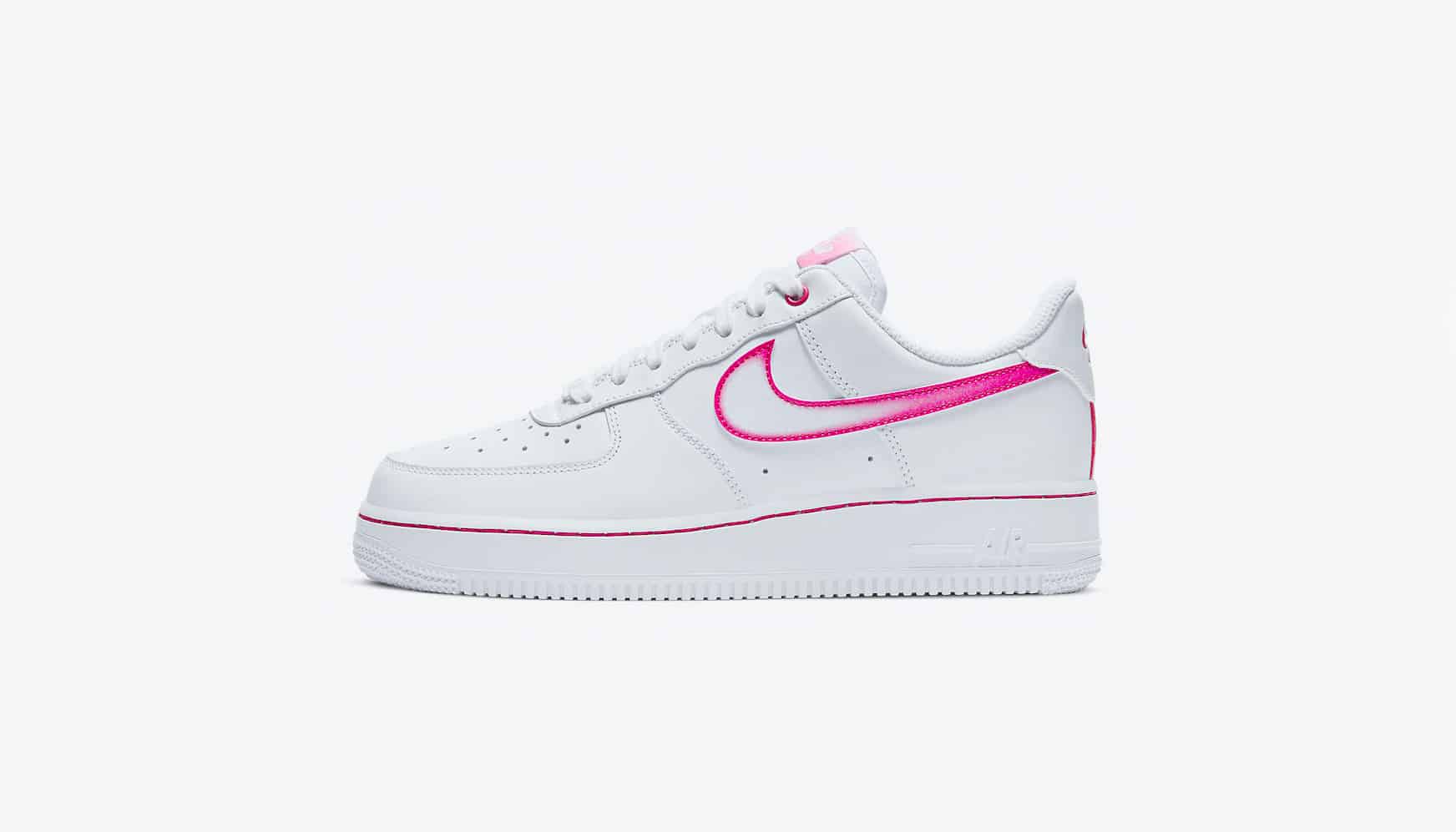 pink and white air force ones low