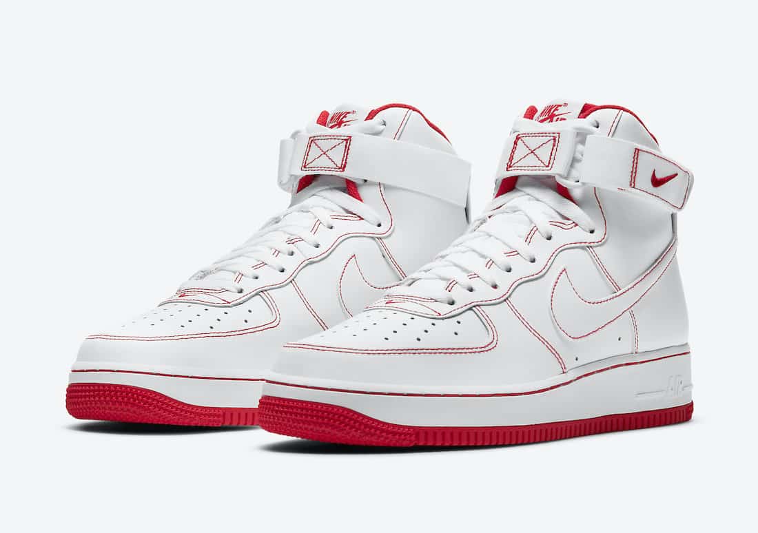 Nike Air Force 1 White Red Stitching 